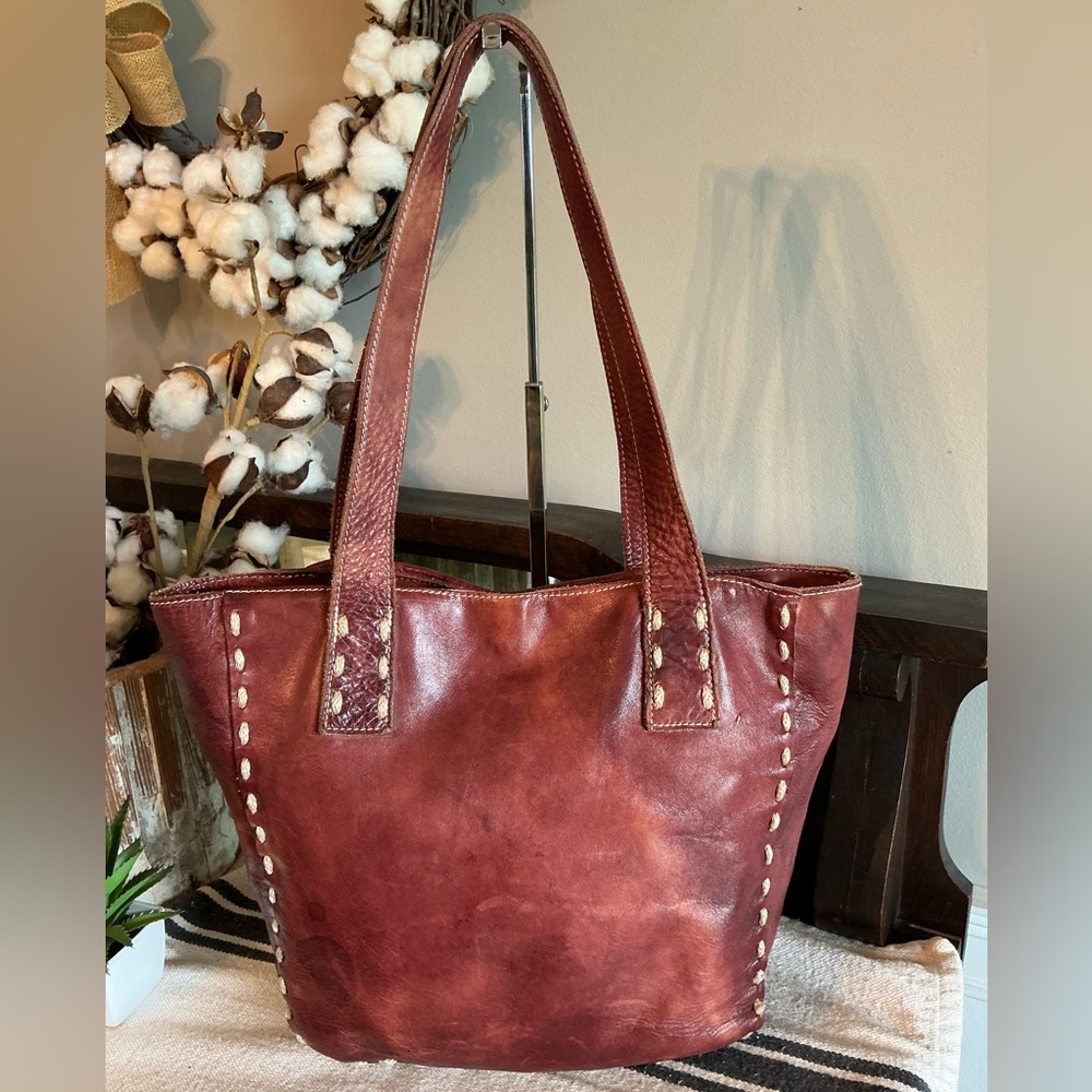 Bed Stu Leather Stevie Tote Shoulder Bag Merlot Deep Red Retail $255 - Picture 11 of 13